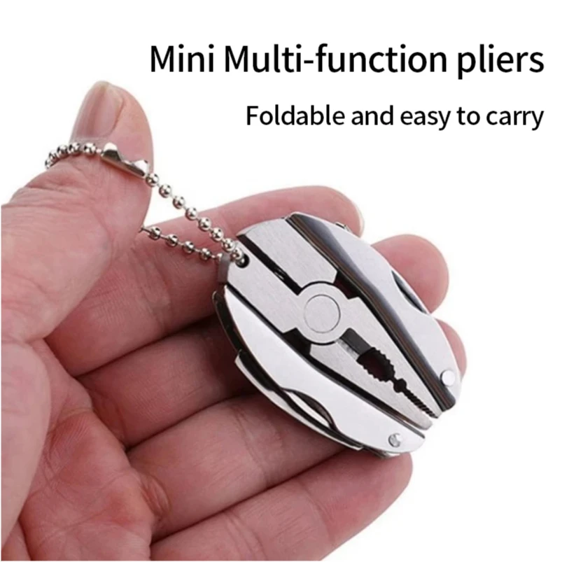 1pc Portable Multifunction Foldable Pliers Mini Stainless Steel Folding Knife Pliers Keychain Camping EDC Tools Travel Kits