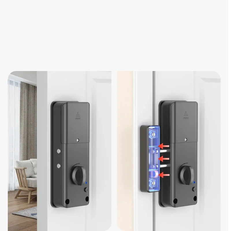 Bluetooth Electronic Door Lock Smartlock Tuya APP Remote Control IC Card Motor Lock Invisible Keyless No Drill Hole Installation