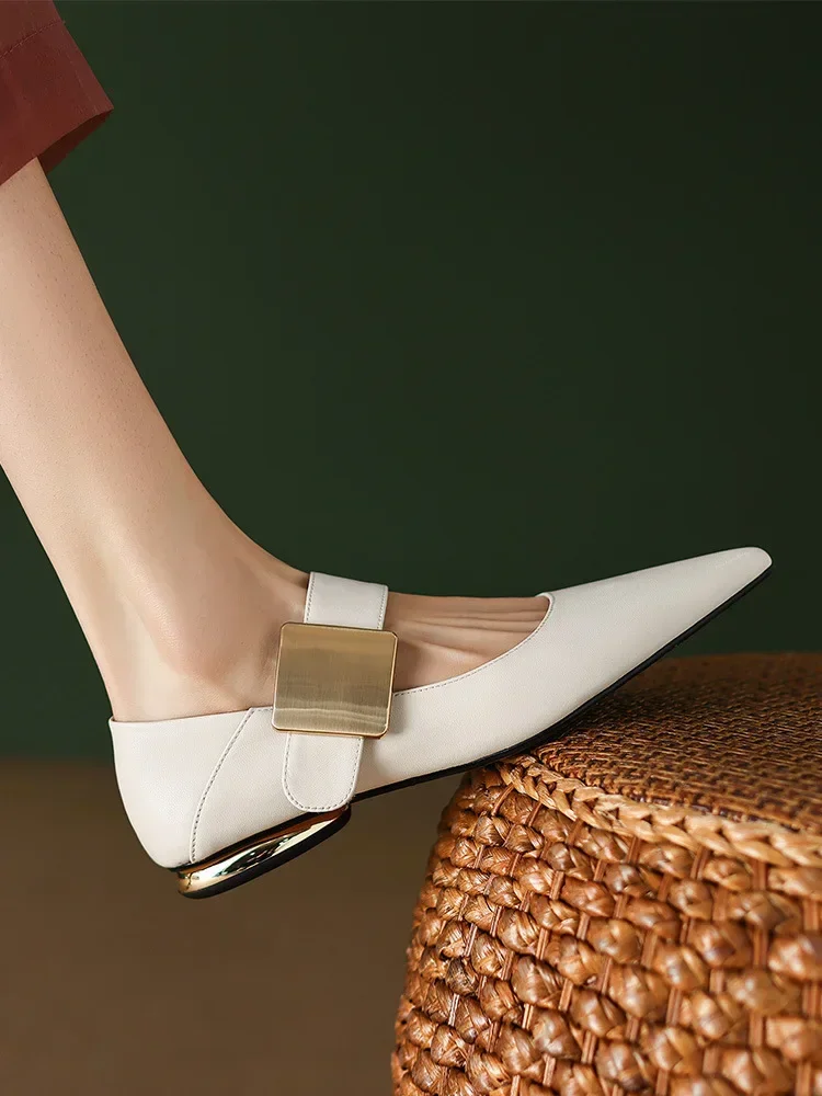 Women Nature Suede High Thick Heels SmallHut New 2023 Spring Black Apricot Square Toe Pumps Elegant Lady Metal Decoration Shoes