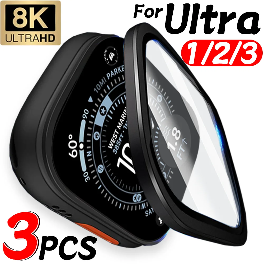 3-1 шт. для Apple Watch Ultra 49 мм, рамка из титанового сплава, закаленное стекло, защита от царапин, защита экрана для IWatch Ultra2 Ultra3