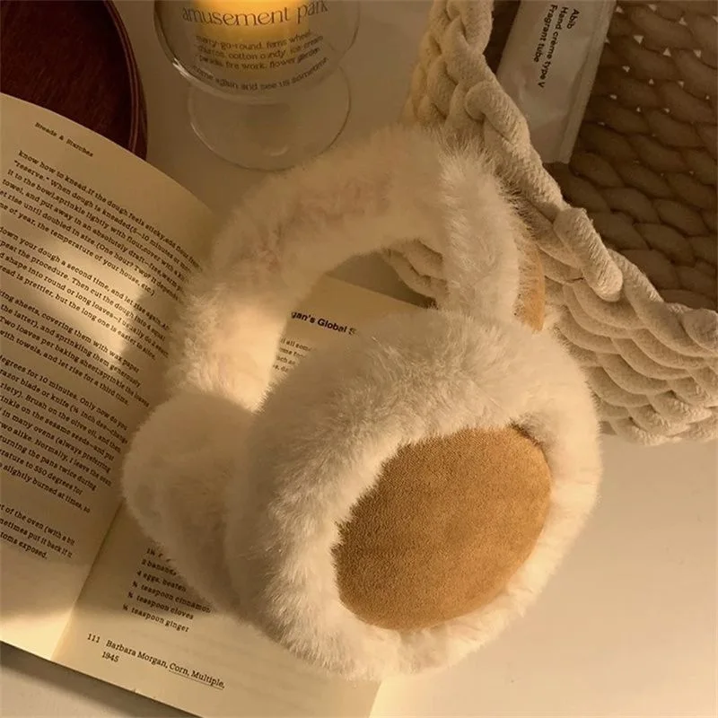 Orejeras de piel sintética de gamuza, orejeras cálidas de invierno para montar en clima frío a prueba de viento, unisex