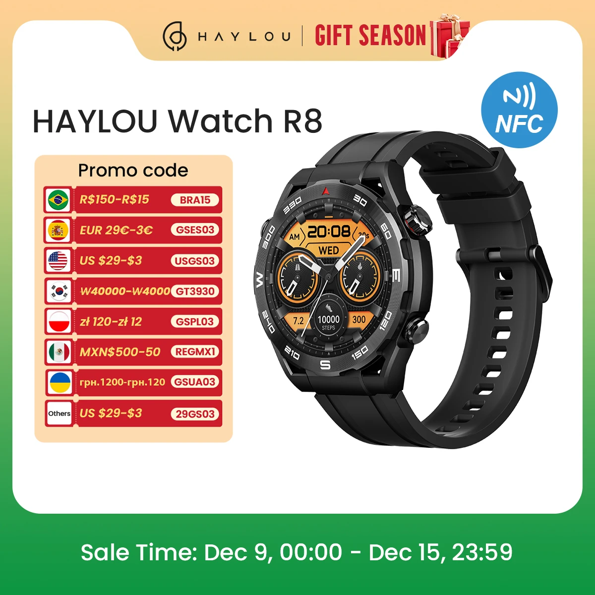 HAYLOU Watch R8 Smartwatch 1.43'' AMOLED HD Display Smart Watch Bluetooth Call & Voice Assistant Mulitary-grade Toughness Watch