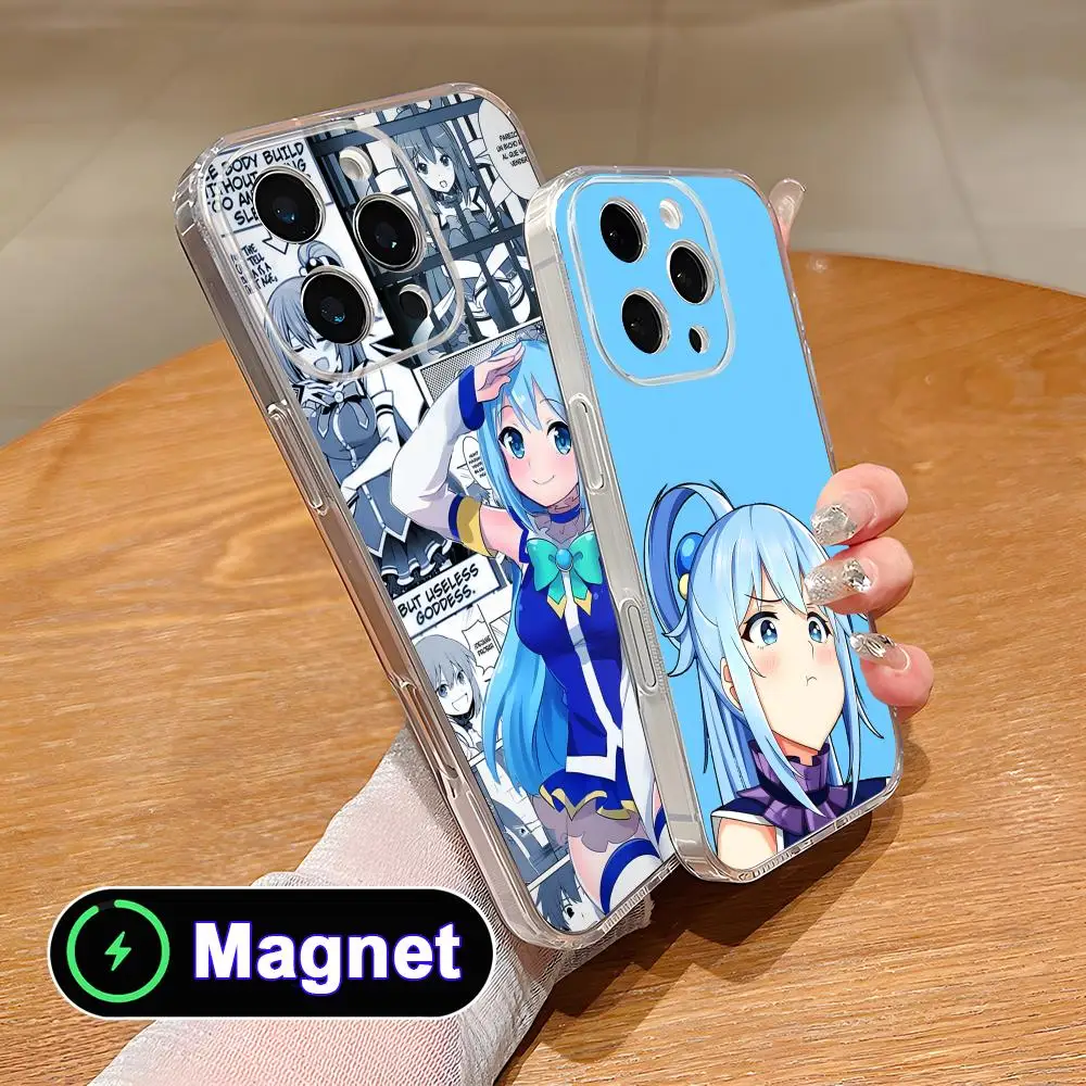 

Чехол для телефона Konosuba Aqua Clear TPU Magsafe для iPhone 17 16 15 14 13 12 11 Air Pro Max Plus Mini, цветной