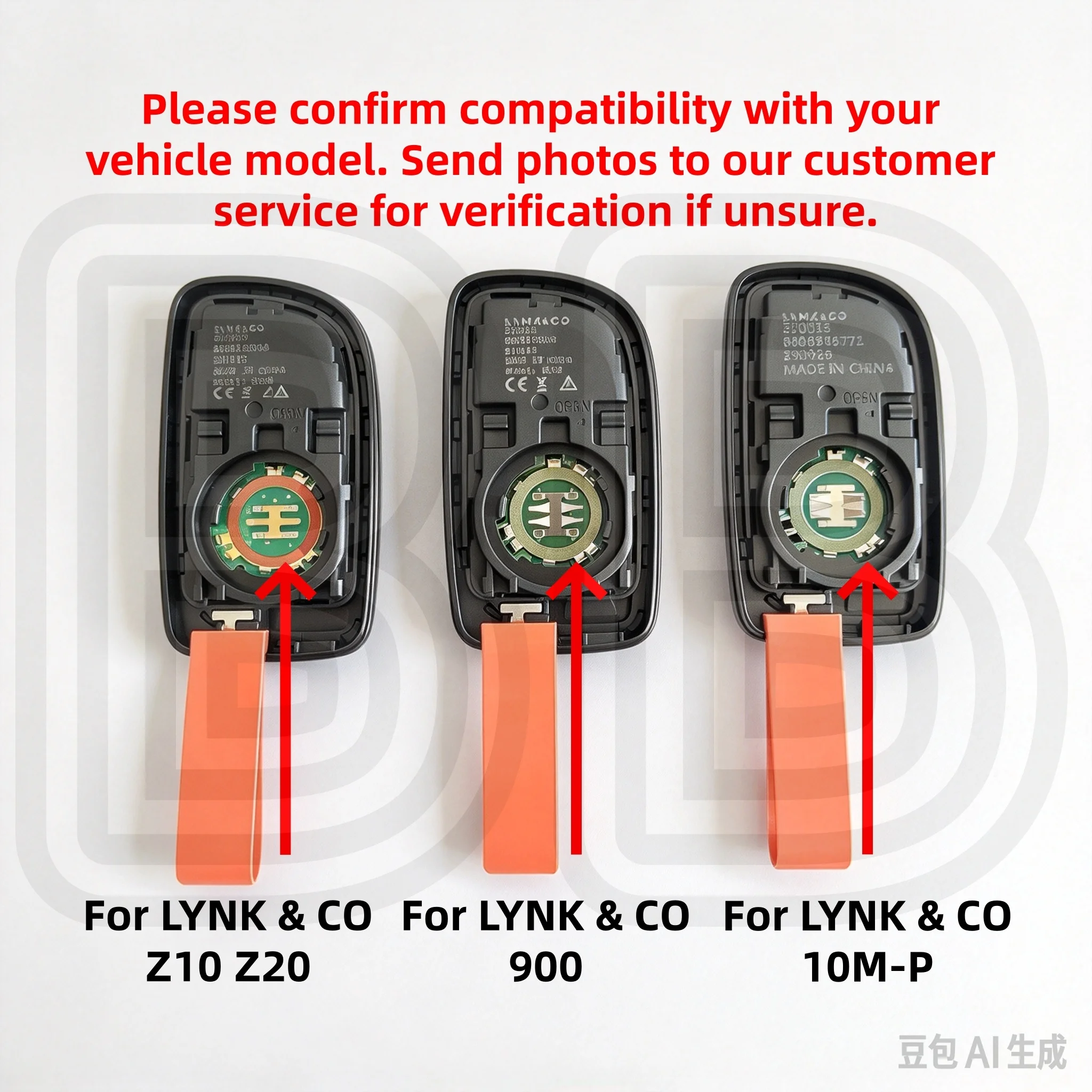 Original Car Smart Remote Key Id4Achip 433Mhz Suitable for Lynk & Co Z10 Z20 900 10Em-P 08 Model Keys with Added Spare Key