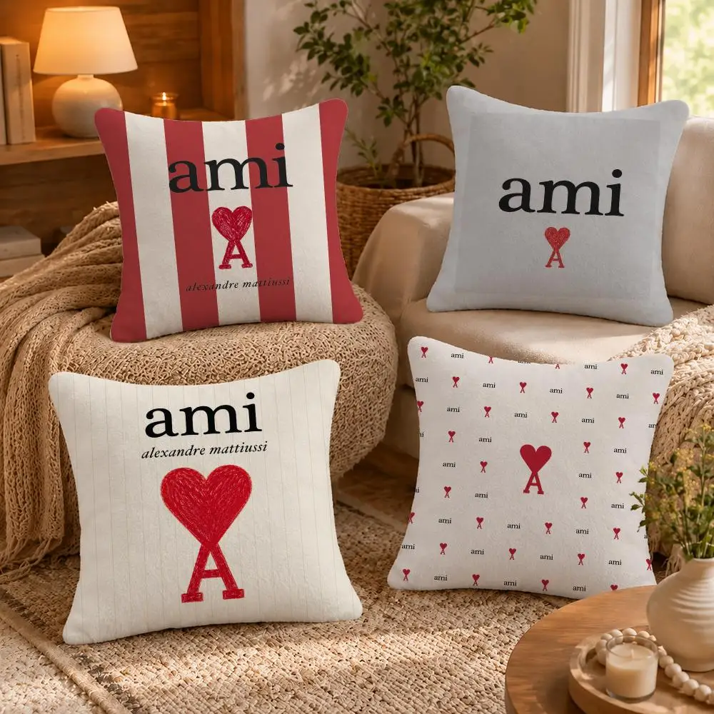 Ami Paris-S Cushion Cover Short-Plush Cushion Cover Pillowcase — Suitable for Sofas Bedrooms and Home Decor