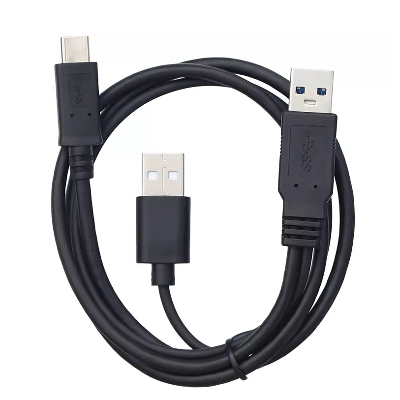 2 in 1 USB 3.0 Type A Male to USB Type C 3.1 Male Data Cable+USB2.0 Power Cable Y Splitter 60CM For HDD Laptop & Hard Disk