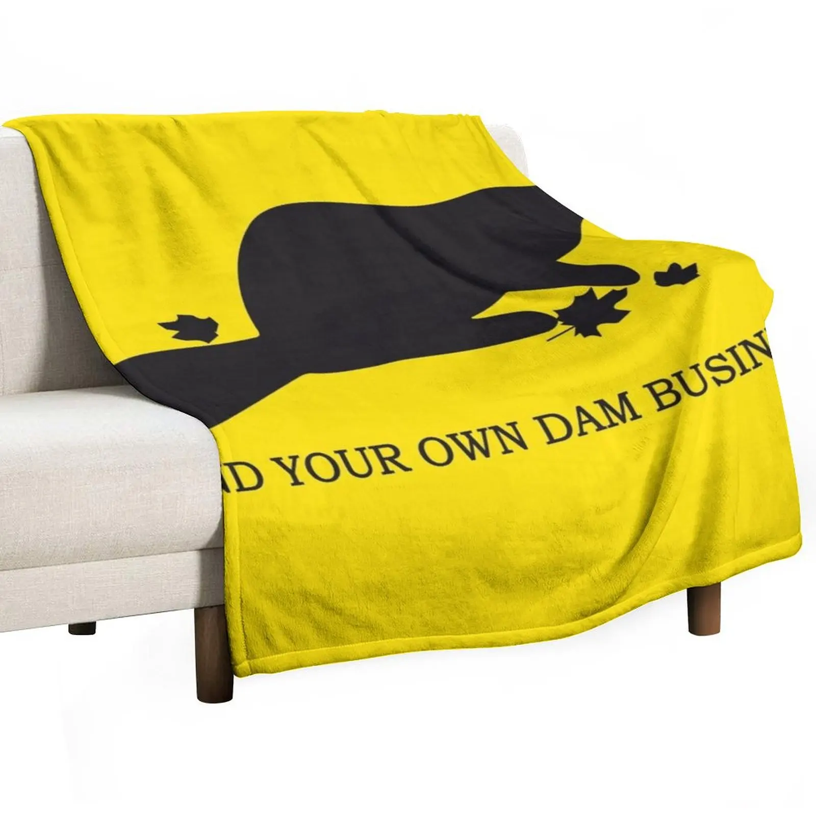 Mind your own dam business Canadian Beaver Don't tread on me parody Gadsden snek yellow flag version HD HIGH QUALI Throw Blanket