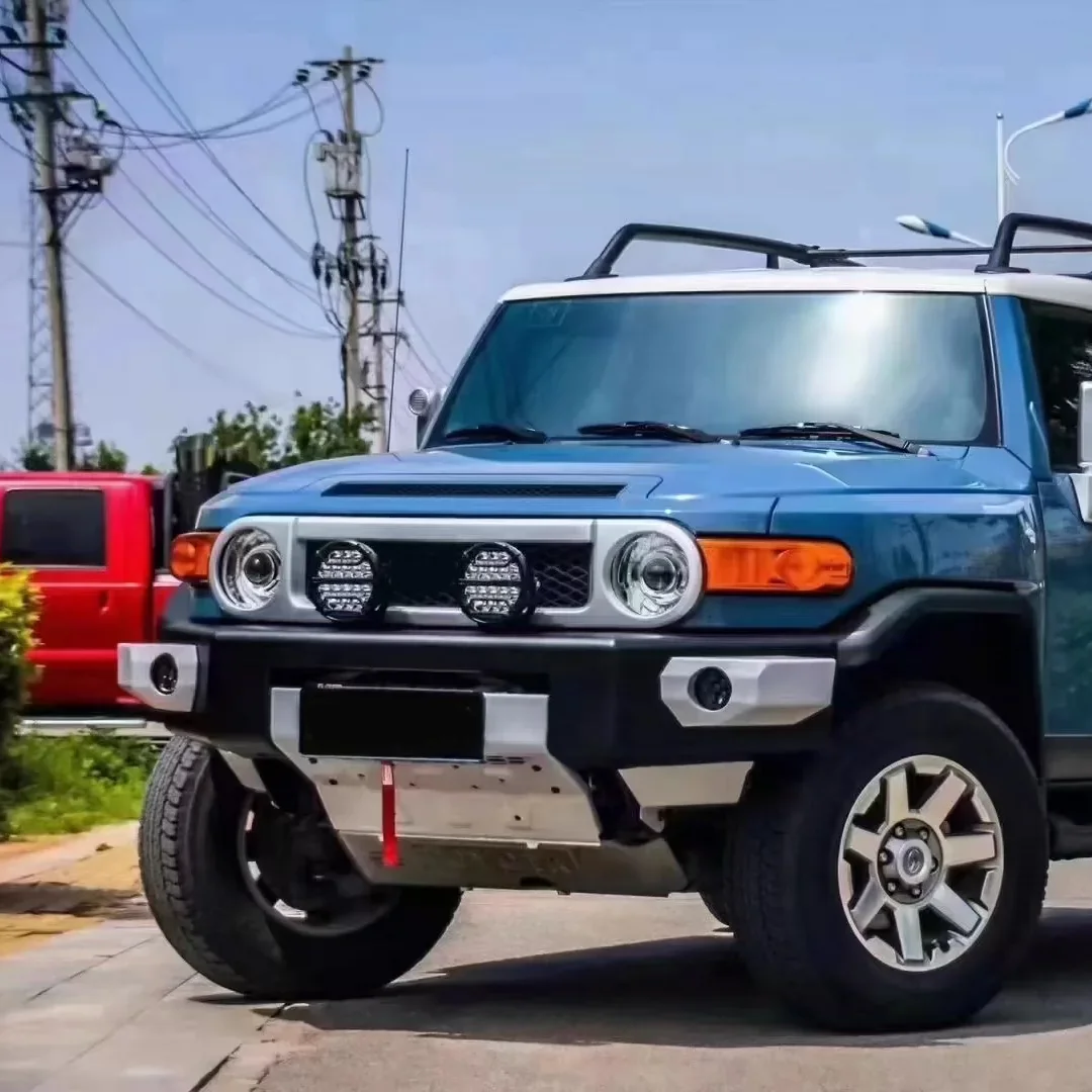 Nuevos accesorios 4x4, placa de cabrestante negra texturizada todoterreno, parachoques delantero con placa de deslizamiento para Toyota FJ Cruiser 2007-2014