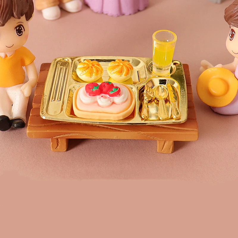 1 Juego de casa de muñecas 1/12, Mini pan, hamburguesa, jugo, casa de muñecas, simulación de desayuno, decoración de comida, casa de muñecas, cocina, juguetes para juego de imitación