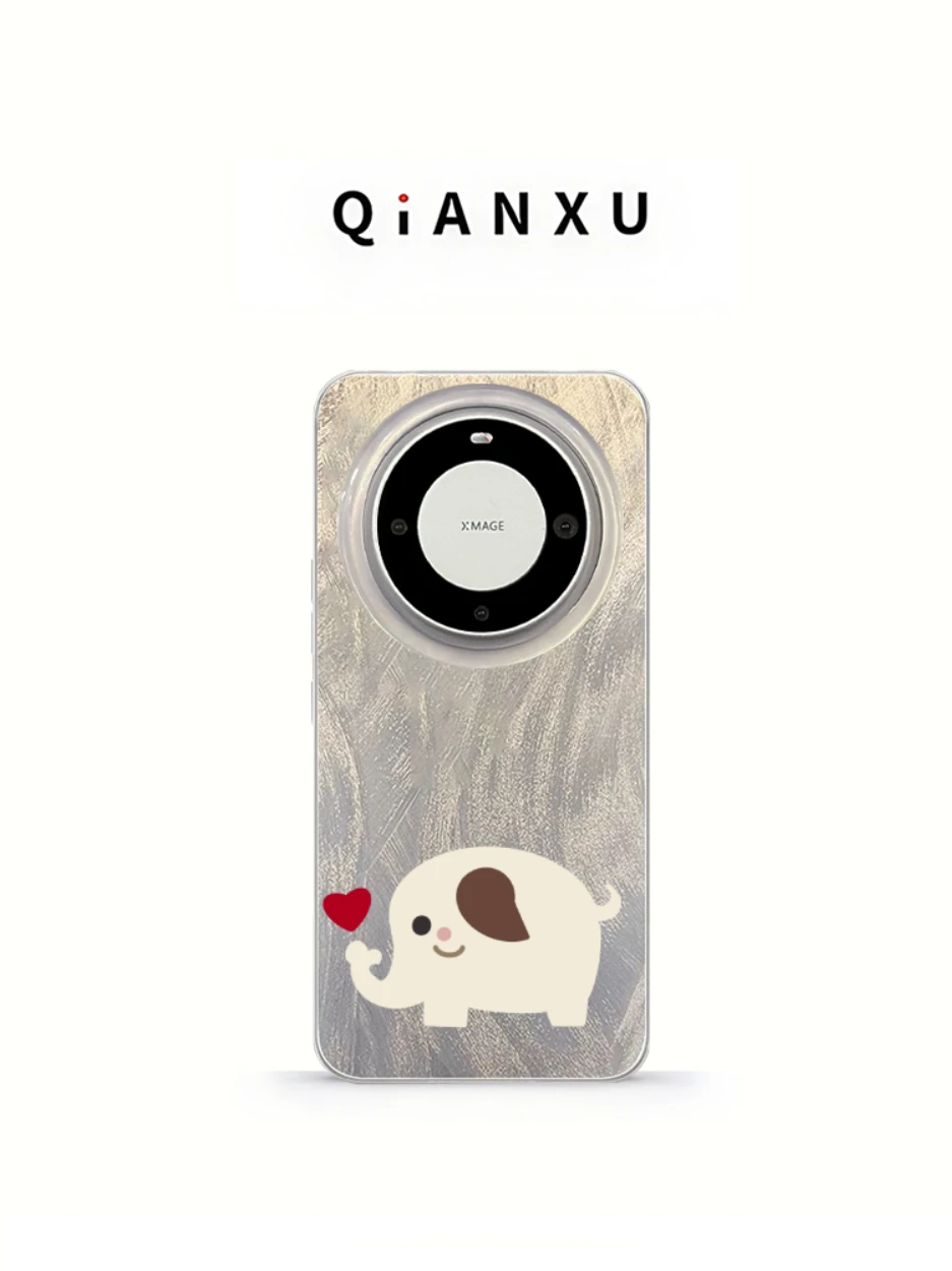 

QX Feathered Cartoon Elephant Heart Mate60 pro Phone Case Women's High-End Feel Hand Strap New M60 Premium Pura70 Brac...