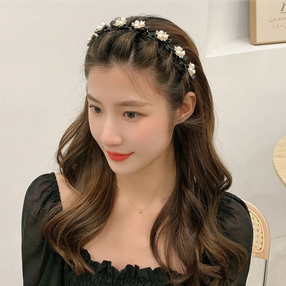 حجر الراين كسول الفتيات الشعر تجديل الشعر الأطواق اللؤلؤ زهرة مضفر أدوات هيرباند غسل الوجه الزركون الشعر مسننة عقال