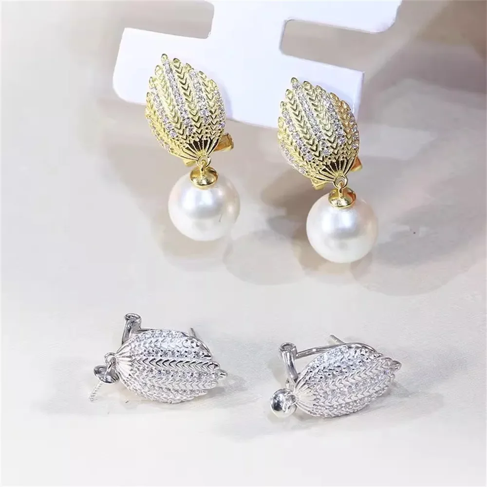 S925 Sterling Silver Pearl Earring Settings DIY Jewelry Making Supplies Blank Earring Posts for Handcrafted Accessories No Pearl