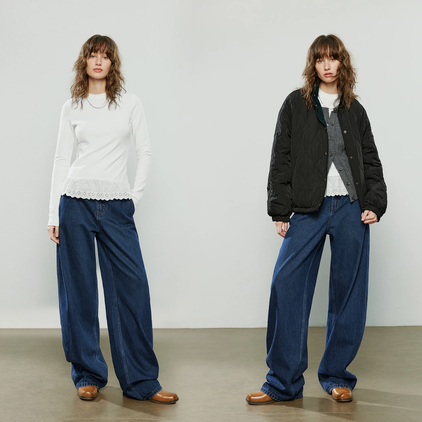 TOYOUTH T-shirt da donna 2025 Inverno Nuovo girocollo simile al cashmere Top con base calda in pizzo impiombato sottile ​