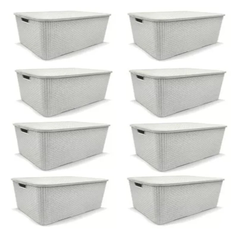 

8 Organizing Boxes Rattan 20 Litres White Boxes, Boxes and Baskets Decorative Boxes