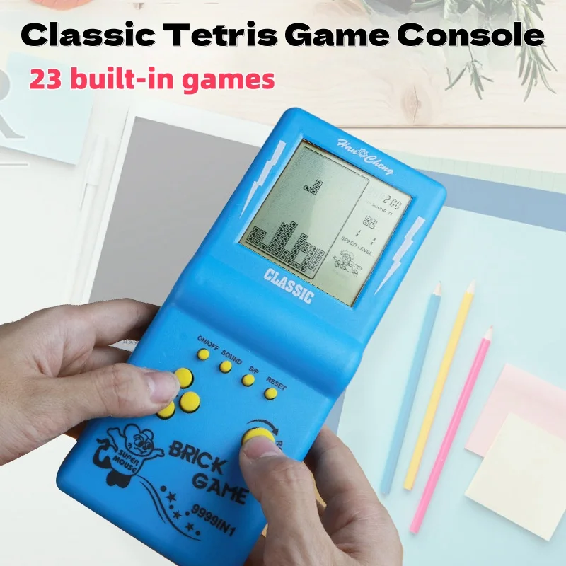 Large Screen Handheld Game Console Built-in 23 Games for Tetris Classic Retro Game Players Machine Puzzle Toys Children Boys