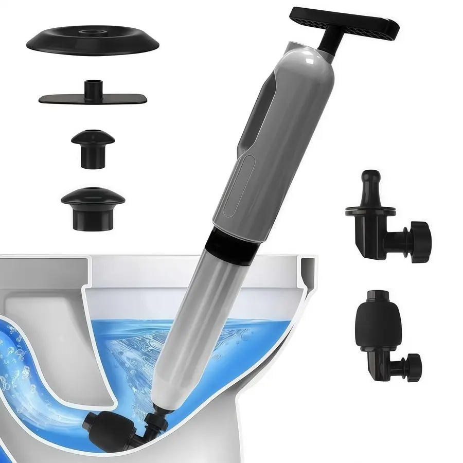 

Вантуз Demiwise STQ06 высокого давления, многофункциональный бытовой усиленный вантуз для унитаза с 6 насадками, 8-барный вантуз для унитаза