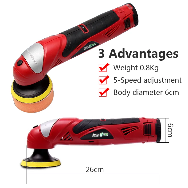 12V Rechargeable Car Polishing Machine Waxing Set Carrying Household Small Polishing Machine 5 Variable Speed Car Polish 3000RPM