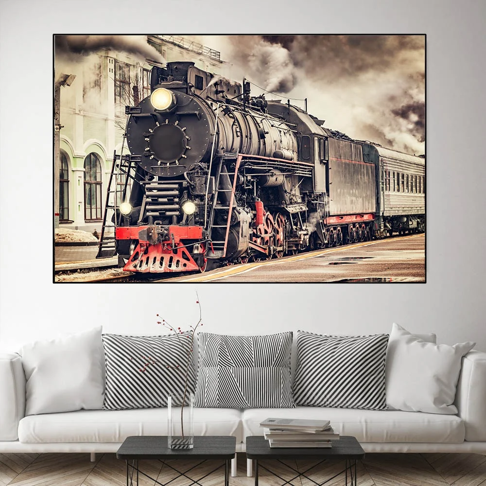 DIY full Diamond Embroidery,Round Diamond Classic Train Steam Car Living room decoration rhinestone bead Diamond painting