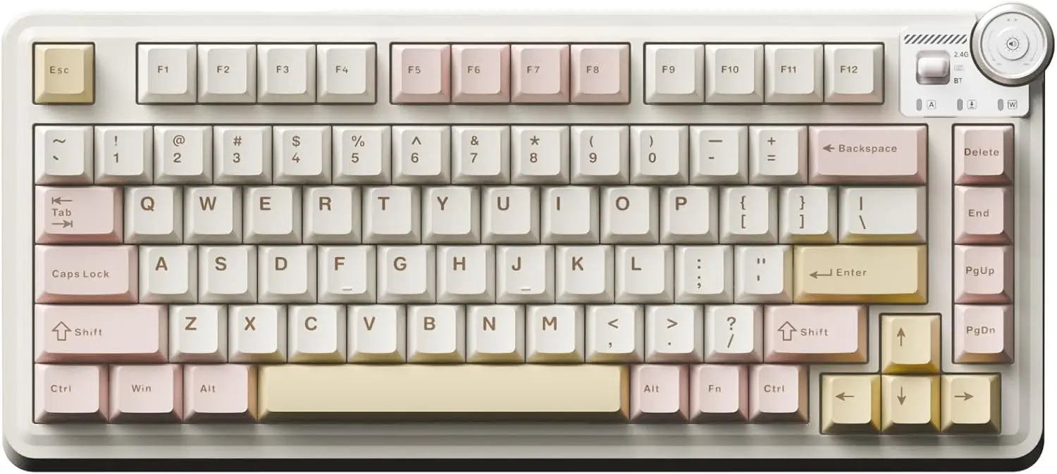 

Беспроводная механическая игровая клавиатура с ручкой, с возможностью горячей замены переключателей, 75% форм-фактор, RGB-подсветка сбоку для ПК/Mac