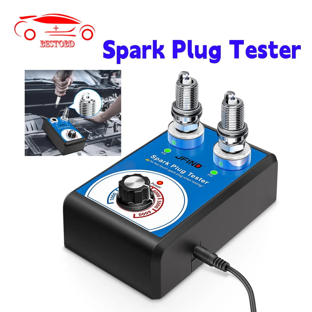 Jfind JF109 13mm Double Hole Spark Plug Tester Car Motorcycle For KTM For BMW 110V 220V to 12V Detector Lgnition Plug Analyzer