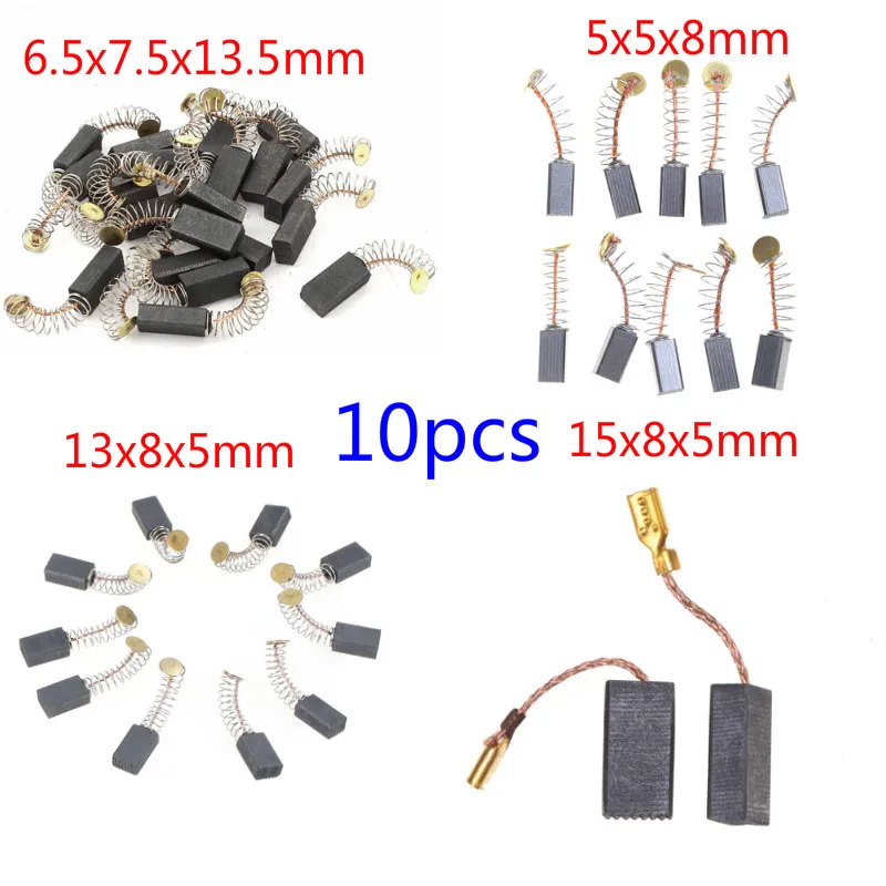 

10Pcs Power Tool Carbon Brushes Spare Parts Mini Drill Electric Grinder Replacement For Motors Rotary Various Size