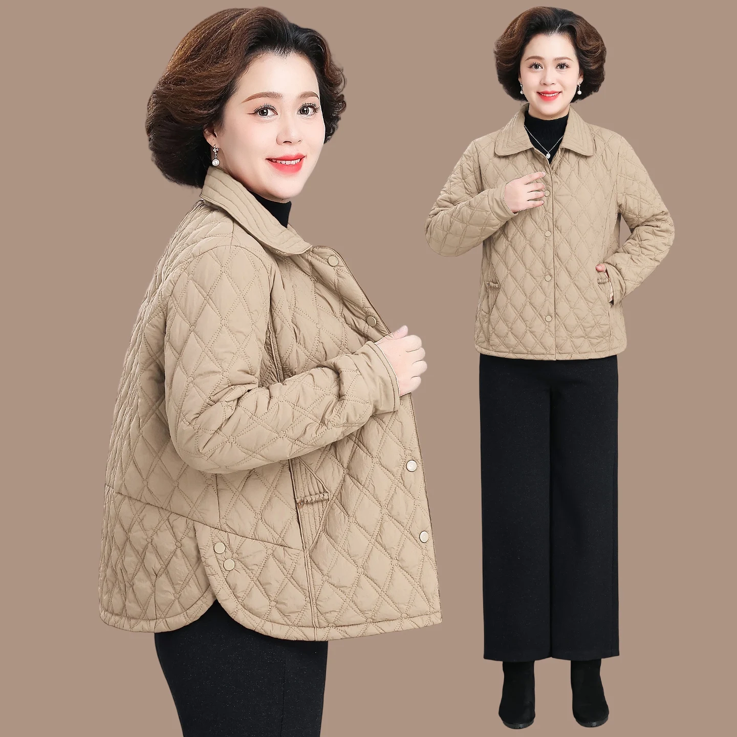 

Faionable Thiened Cotton Jaet Winter Outerwear for Middle-Aged Women ly New Year's Clothing Warm Windproof Straigh...