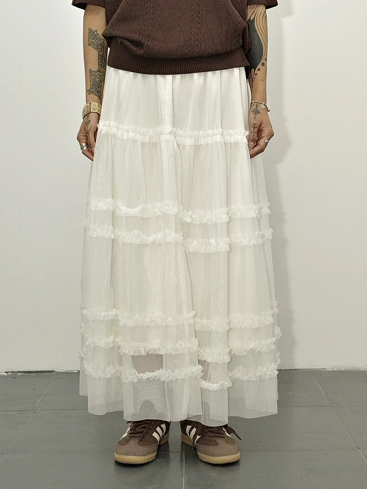 

Guluwoo Vintage Half Skirt Women's Loose Mesh High Waist Slim A-Line Cake Skirt City Commute Casual Daily Travel Shopping