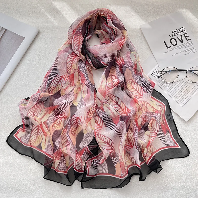 Feather Women Foulard Colorful Elegant Chiffon Georgette Bandana Scarf Summer Beach Silk Feeling Travel Sun Protection Thin