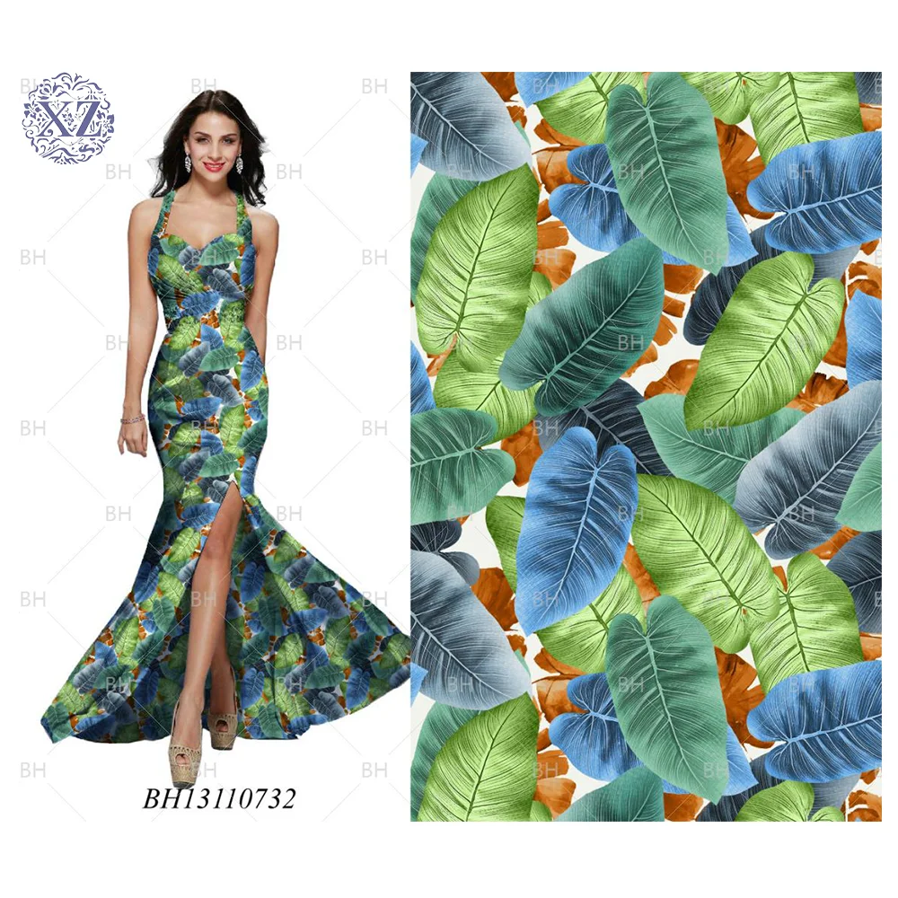 

Lightweight Breathable Leaf Pattern Custom Print Rayon Fabric Woven 100% Rayon Viscose Fabric Stock For Woman Dress