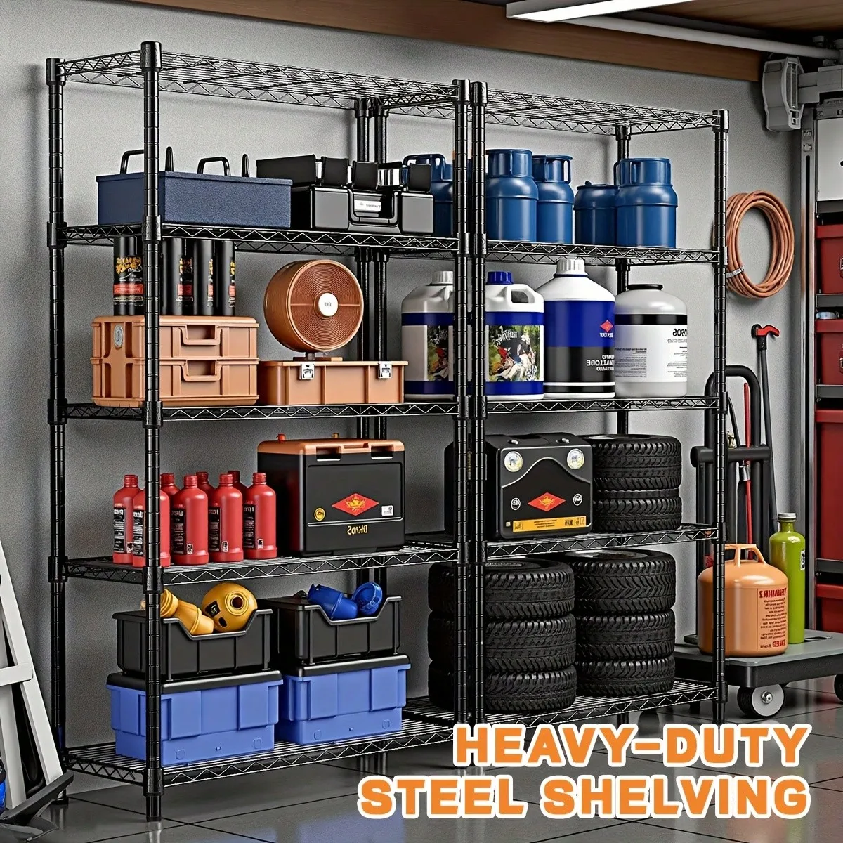 Heavy Duty Wire Shelving Unit Modern Industrial Steel Metal Storage Shelf 5 Tier NSF Certified Adjustable Standing Rack For Garage Pantry Laundry Room Kitchen Storage Organization Housewarming Gift 13.8