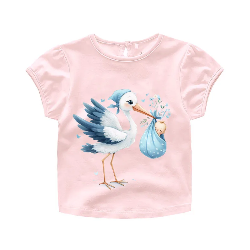 Cute Rabbit Stork Baby Series Patches Iron On Transfers Vynil Heat Transfer Cartoon Ironing Stickers On Kids T-shirt  Applique