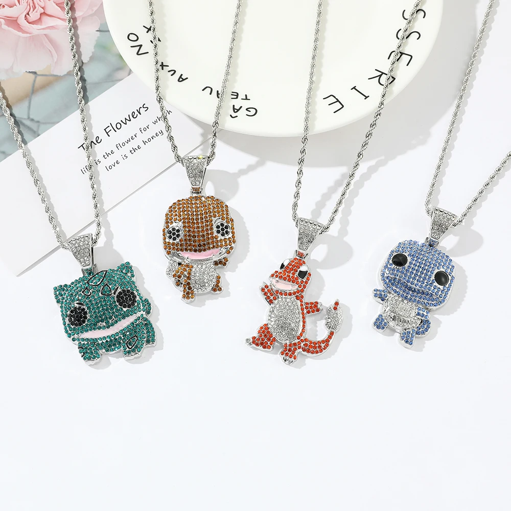 Diamond Studded Squirtle Necklace Fashion Trend Hip Hop Jewelry Personalized Accessory for Women And Men Gift view 2