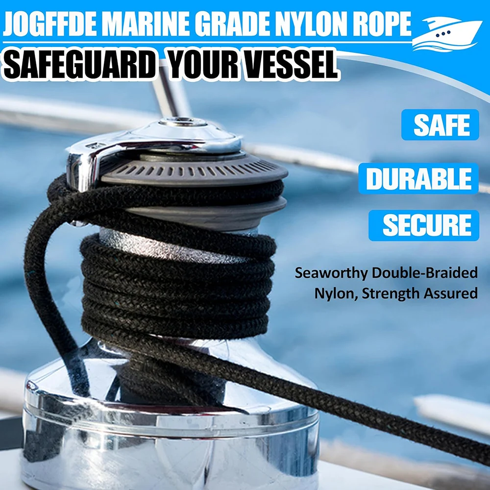 5m/16,5ft Bootsfestmacherleinen, doppelt geflochtene Nylon-Fenderleine, Ankerleinen für Yachten und Boote – Detail 6