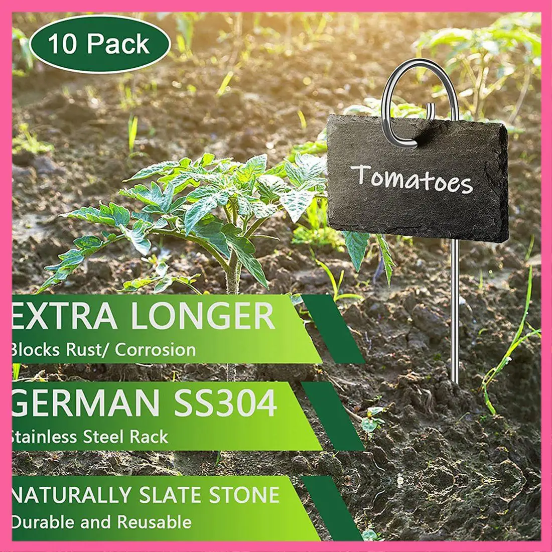 

ABNM 10Pcs Plant Labels, Natural Slate Plant Markers Garden Markers Signs Labels With Bonus Pens, Weatherproof Reusable