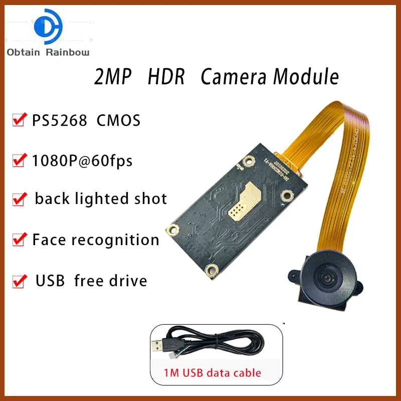 

60 Fps 2MP 1080P Wide Dynamic USB Camera Module PS5268 CMOS Face Recognition Module Anti Backlight Strong Light