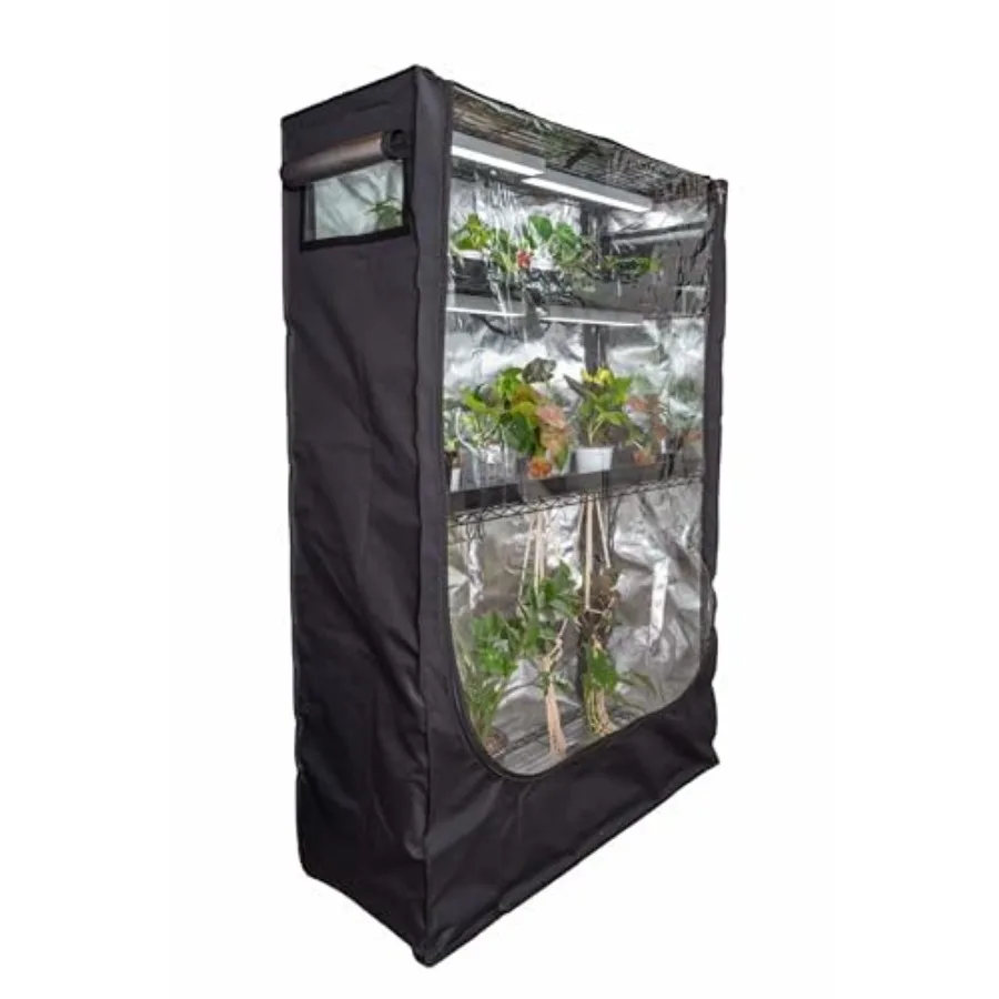 

Палатка для выращивания растений 48x18x72 с прозрачной передней дверцей, регулируемой вентиляцией и полностью закрытым дном, для установки на стеллаж, для выращивания растений в помещении