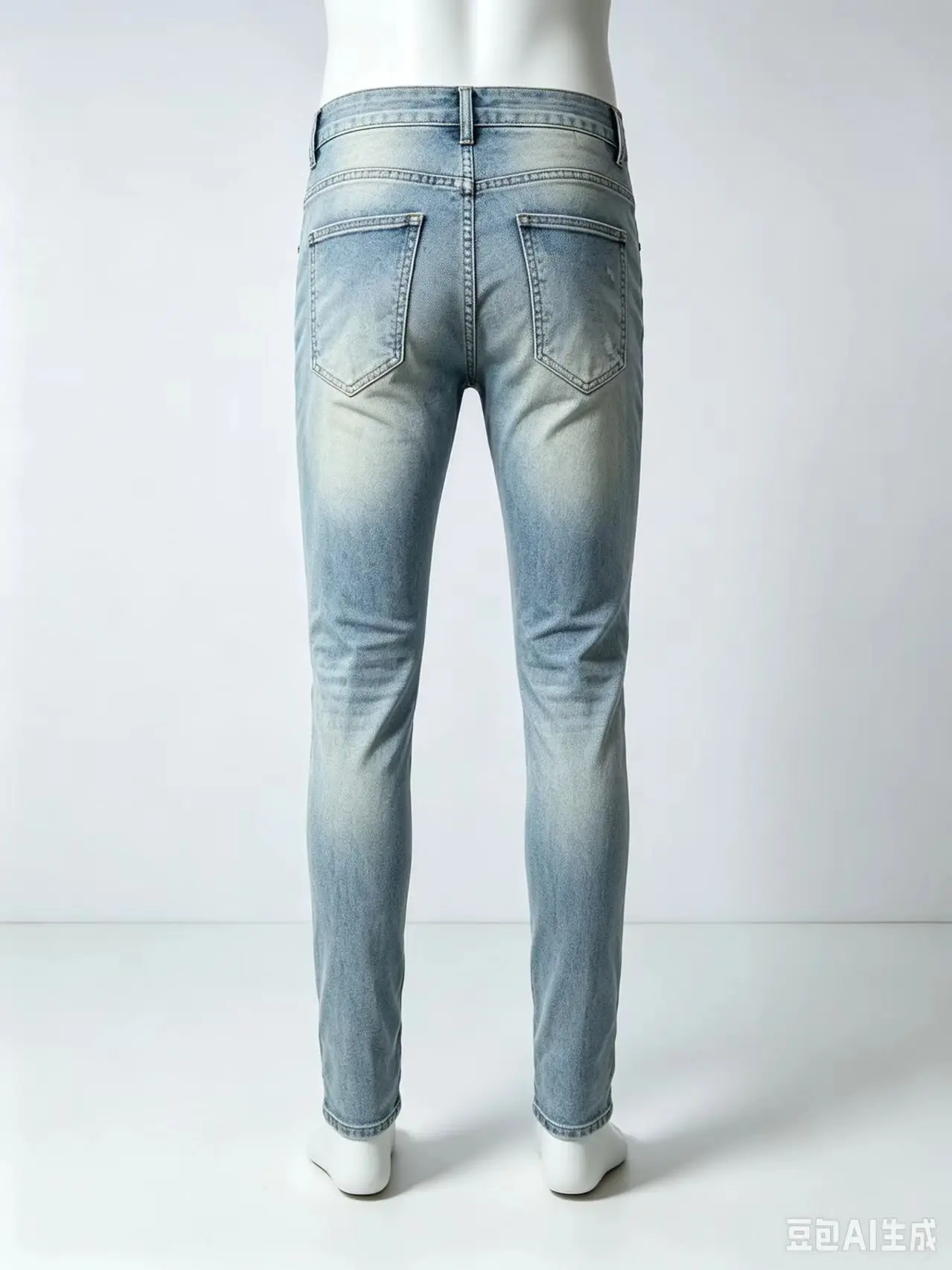 Light Blue Washed Designer Stretch Slimming Jeans with Red Patch High Street Fashion Hip Hop Brand Pants for Men