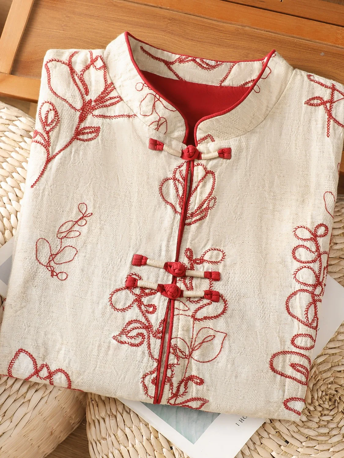 New Chinese Style Embroidered Cotton Linen Ladies Vest Backless Autumn High Sense Improved Tang Costume Shoulder Pad Jacket