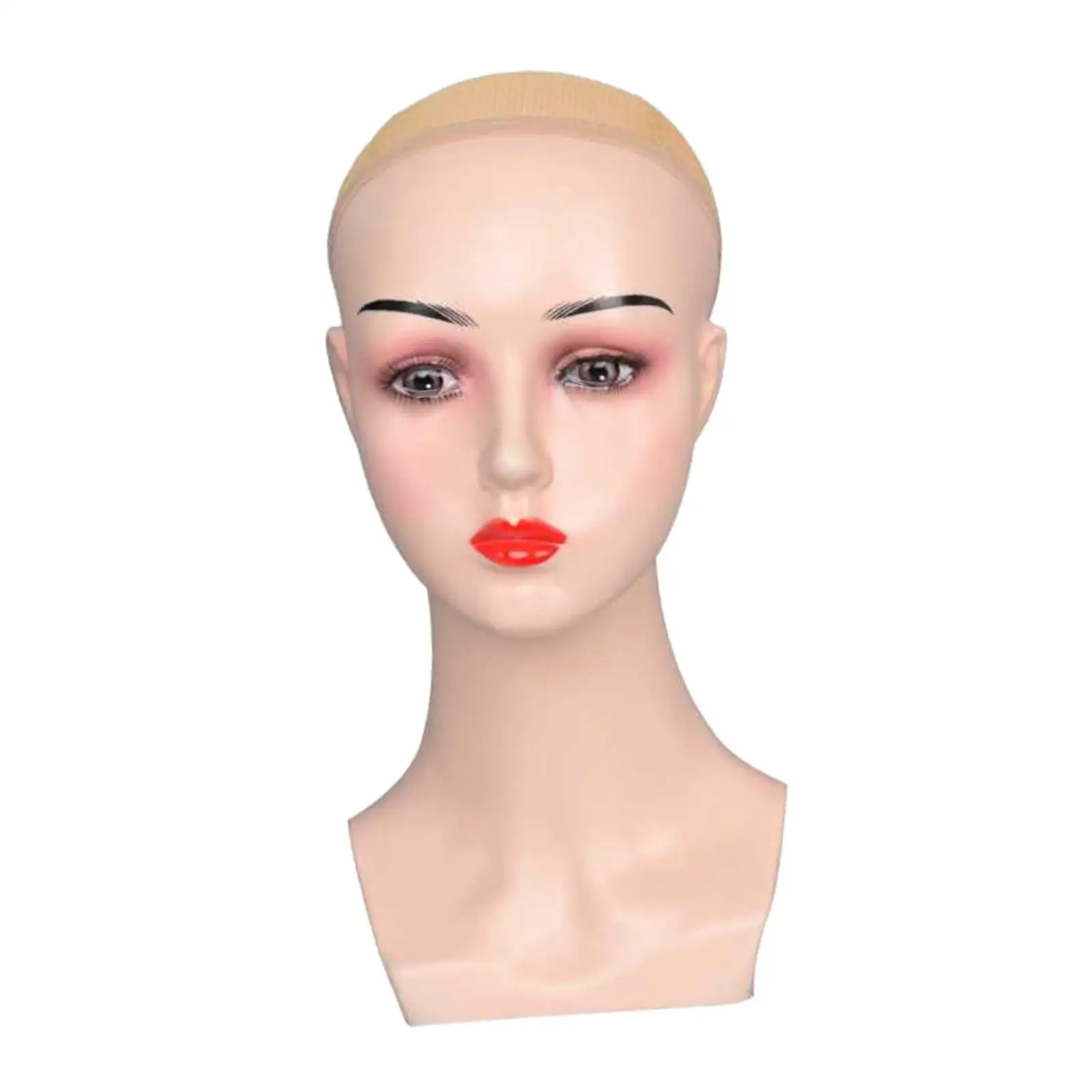 Female Wig Head Mannequin Realistic with Makeup Hat Display Rack Manikin for Wigs Making Styling Glasses Hats