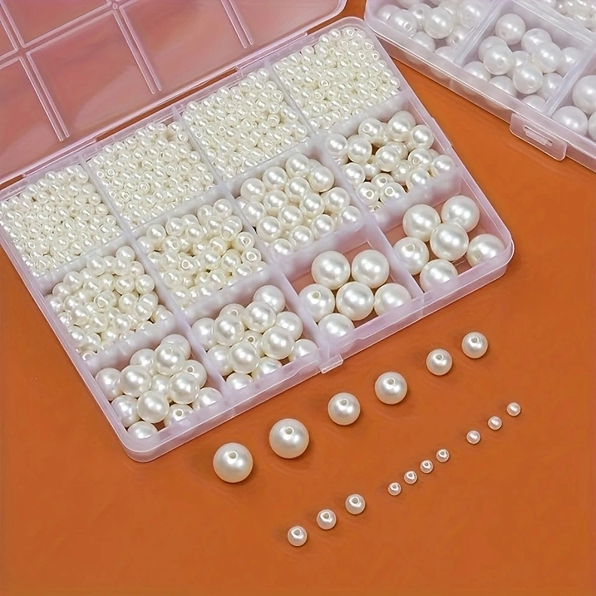 1212pcs 4/6/8/10/12mm Pearls for DIY Making, 5 Sizes of Round Pearls Making Kit, Small Pearls, Filler Beads, with Holes