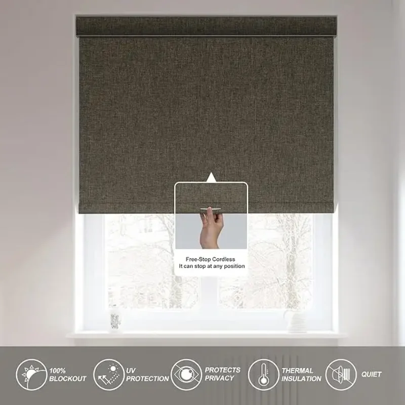 Factory Direct Sale Blackout UV Privacy Protection Thermal Insulation Manual Cordless Roller Blinds For Bedroom