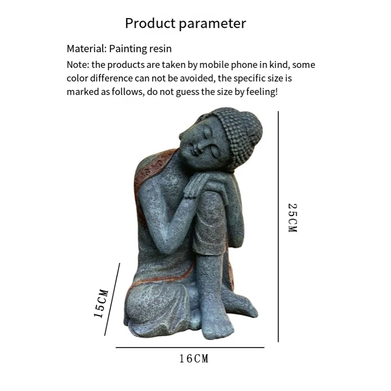 Serene Resin Sleeping Buddha Statue, Handcrafted Resin Zen Sleeping Buddha Statue for Home Meditation Decor