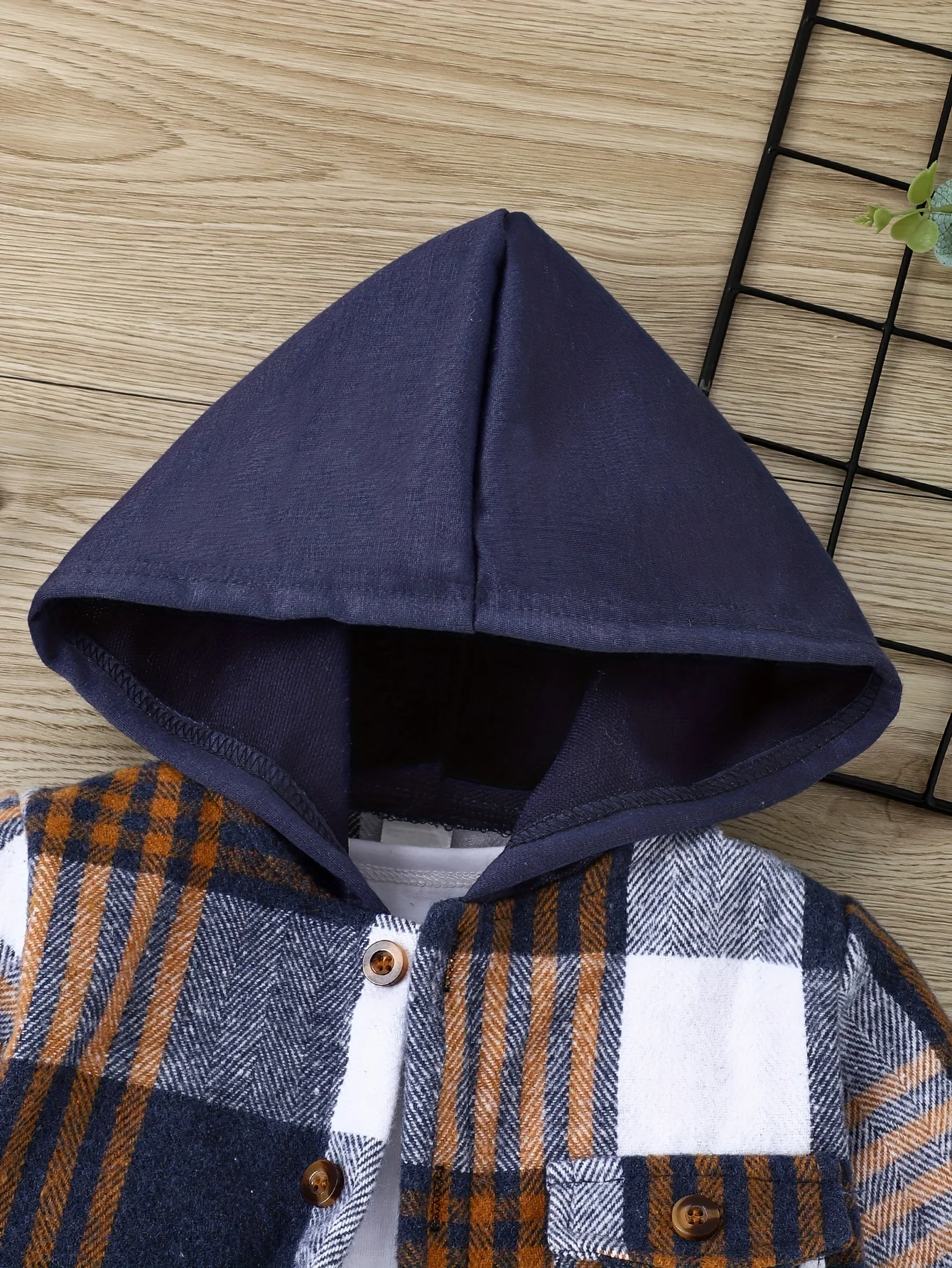 Autumn and Winter English Style Baby Boy Plaid Jacket Outdoor Casual Fashion Foreign Warm New Street Hooded Pocket Coat