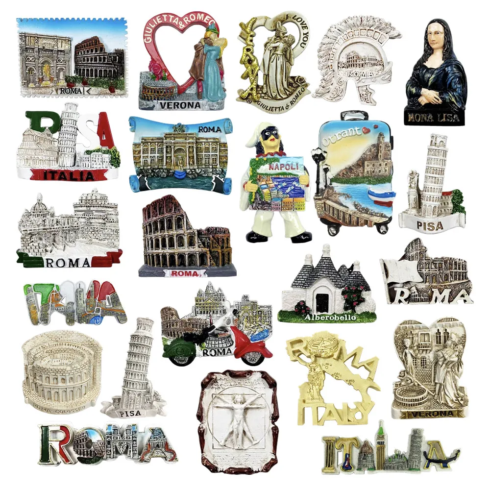 Europe Italy Napoli Roma Pisa Verona Otrant Aiberobello Resin 3D Fridge Magnets Tourism Souvenir Refrigerator Sticker