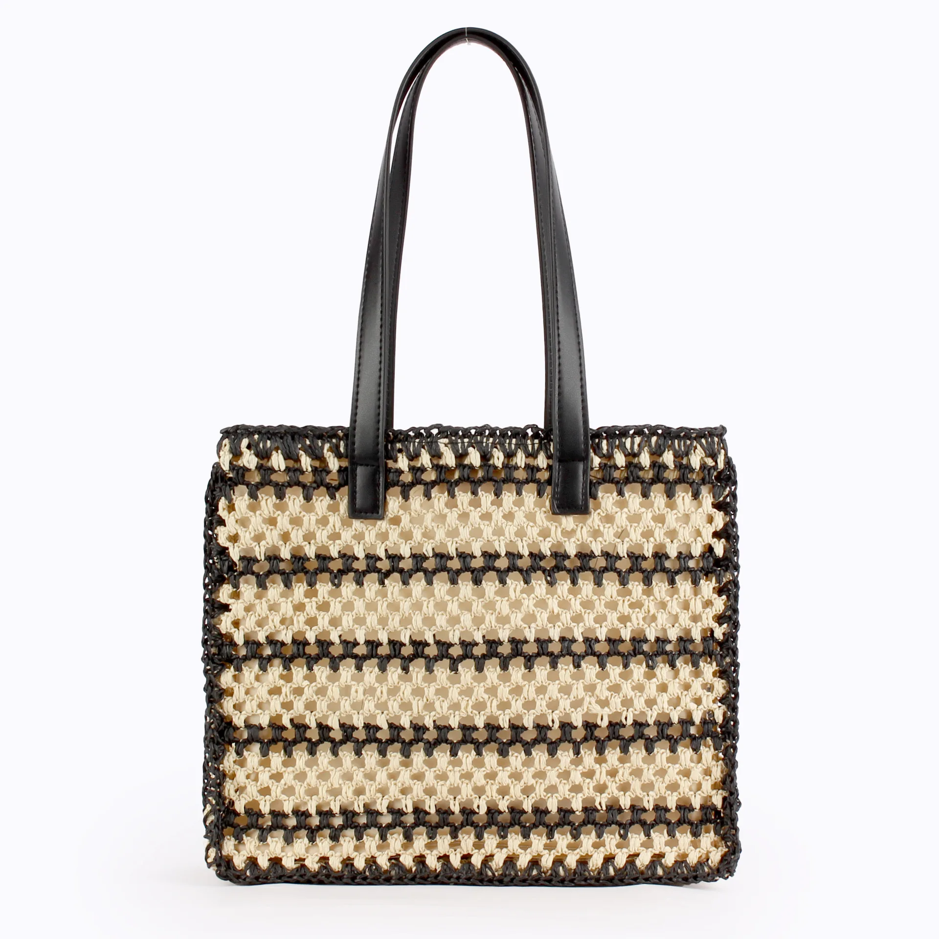 

Striped Woven Tote Women Bag Bohemian Paper Rope Straw Bags for Women Shoulder Bag Hollow Crochet Beach Bag Handbags Shopper NEW