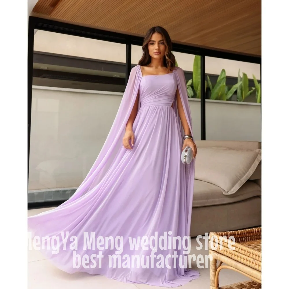 ZHUISHU Customized Shawl Square Collar Backless robes de soirée Mesh Fabric A-line Party Dress Floor-Length Strapless Prom Dress