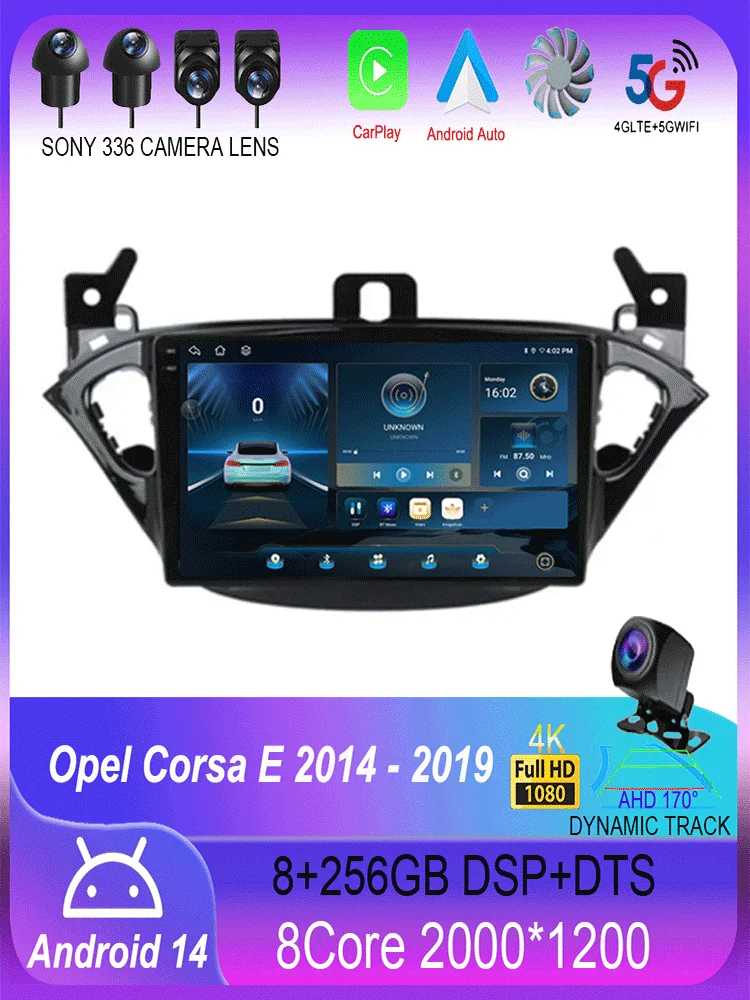 Carplay 2 Din Android 16 Radio Samochodowe Audio Multimedia Do Opel Corsa E 2014 2015 - 2019 Nawigacja GPS Auto Stereo Monitor BT WIFI — 2