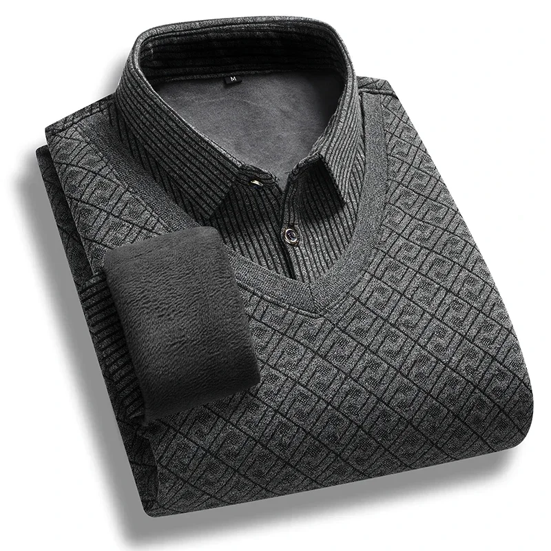 Otoño Invierno moda alta calidad de felpa cuello grueso suéter cálido tendencia de moda suelta transpirable falso suéter de dos piezas