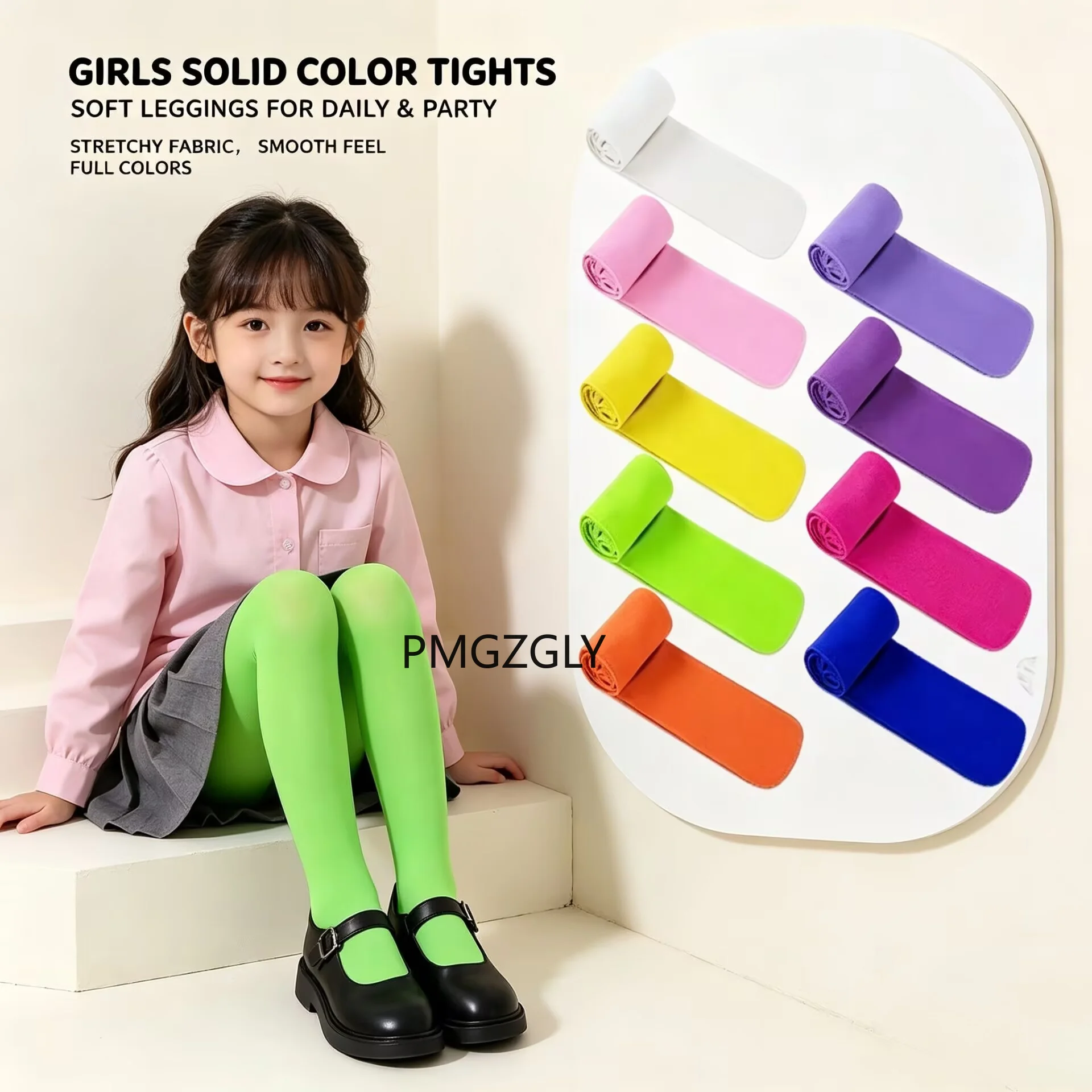 Girls' Velvet Anti-Snagging High Elastic White Tights, Spring-Summer Kids' Dance Silk Stockings, Thin Leggings Socks