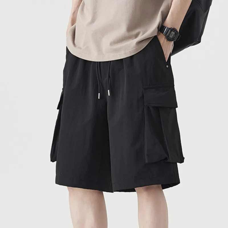 Japanese retro thin quick drying workwear shorts men's 2025 summer new loose and versatile simple casual five quarter pants